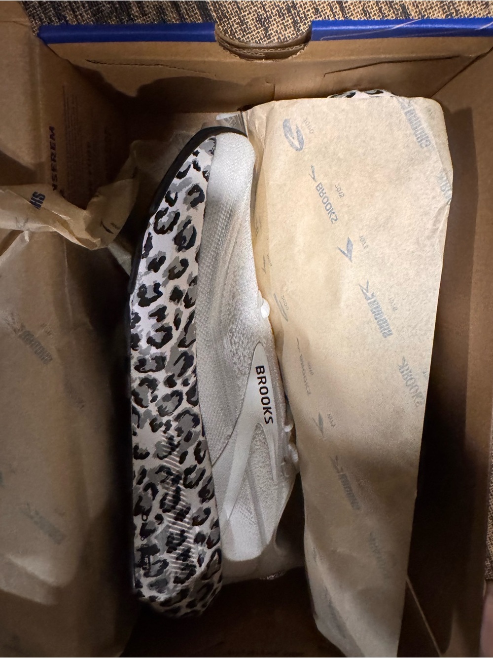 Brooks White and Black Leopard-Print Women's Running Shoes